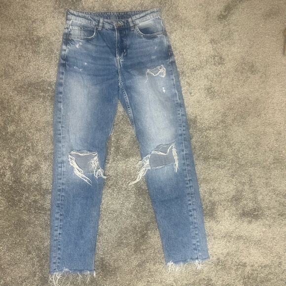 &Denum Size 2 Boyfriend Low Waist Button Fly Inseam 27 Inches - Picture 3 of 7